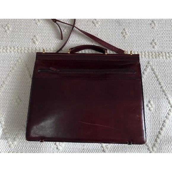 Vintage/Crafted in USA Yamani Genuine Leather Men's Purse/Briefcase Burgundy - Picture 4 of 16